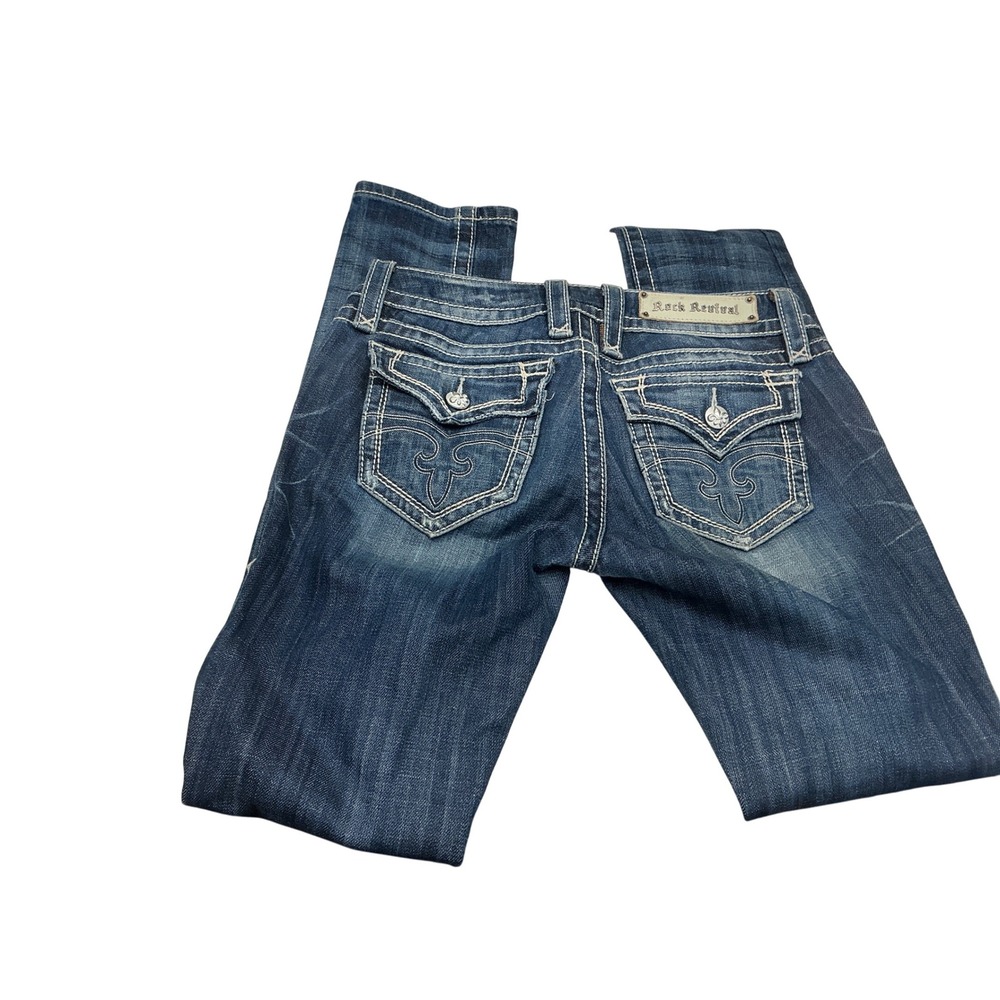 Rock Revival Women's Jeans Embellished Pockets Designer Denim Size 28